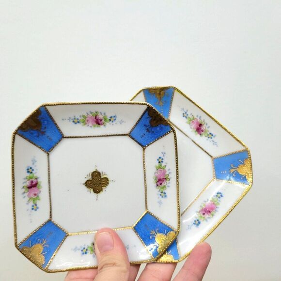 Vintage Rosenthal Ornate Square Floral Plates.Pair - Picture 12 of 12